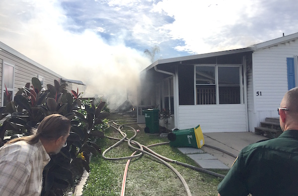 Mobile home fire in Micco.