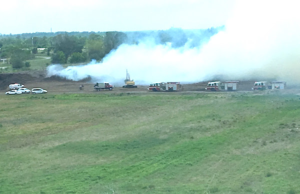 Vero Beach firefighters on scene at the Indian River County Landfill.