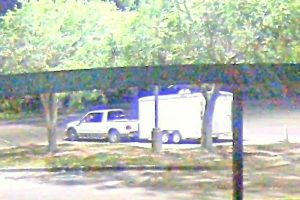 Two suspects steal a band trailer belonging to the Sebastian River High School.