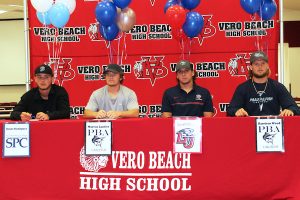 Drake Rodriguez, Marcus Lantier, Garrette Cooper, and Harrison Wood signed letters of intent at Vero Beach High School.