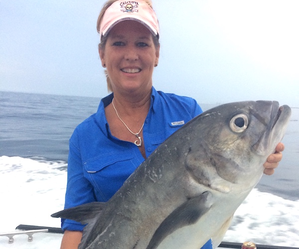 Sharon Kartrude Pryel recently caught the state record for horse-eye jack with this 26-pounder.