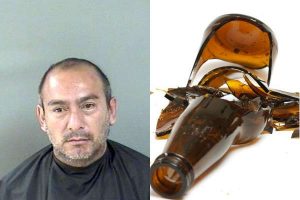 Vero Beach man arrested after smashing beer bottles next to vehicles.