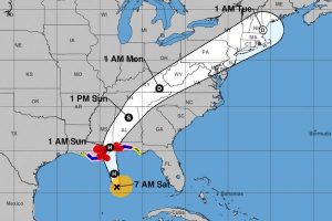 Latest hurricane track shows Hurricane Nate making landfall near New Orleans.