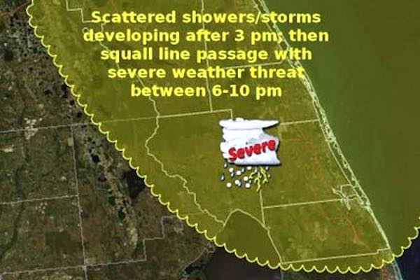 Severe weather tonight in Sebastian, Vero Beach.