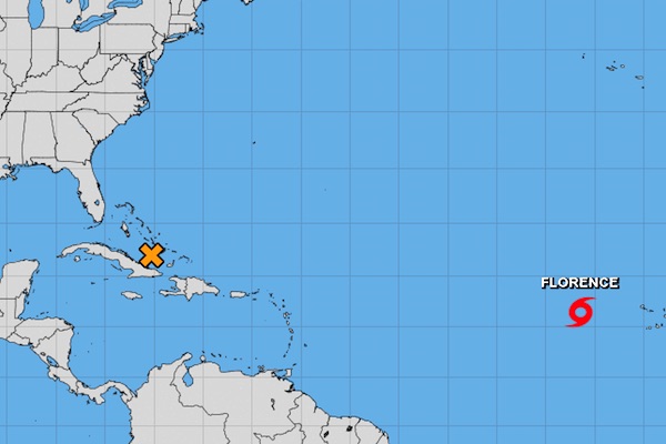 Tropical Storm Florence moving tracking north.