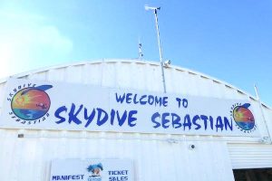 A skydiver at the Sebastian Municipal Airport was rushed to a hospital Monday.