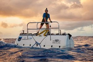 Tim MacDonald standing on one of the Triton Submarines. (PHOTO BY REEVE JOLLIFFE)