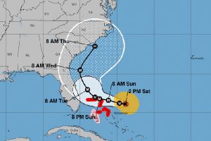 Hurricane Dorian's updated cone of uncertainty.