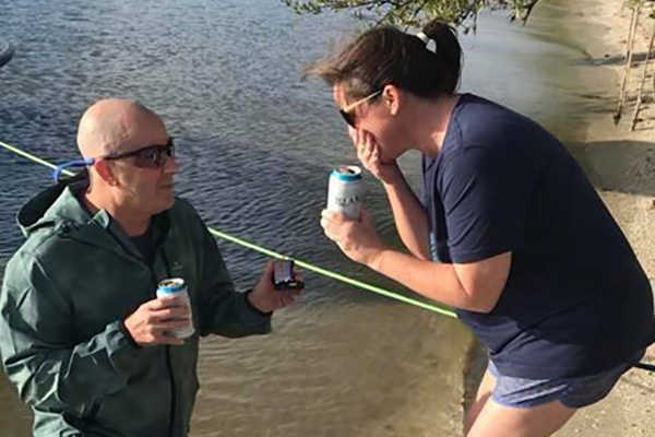 Berrick Abramson makes a marriage proposal in Sebastian, Florida.