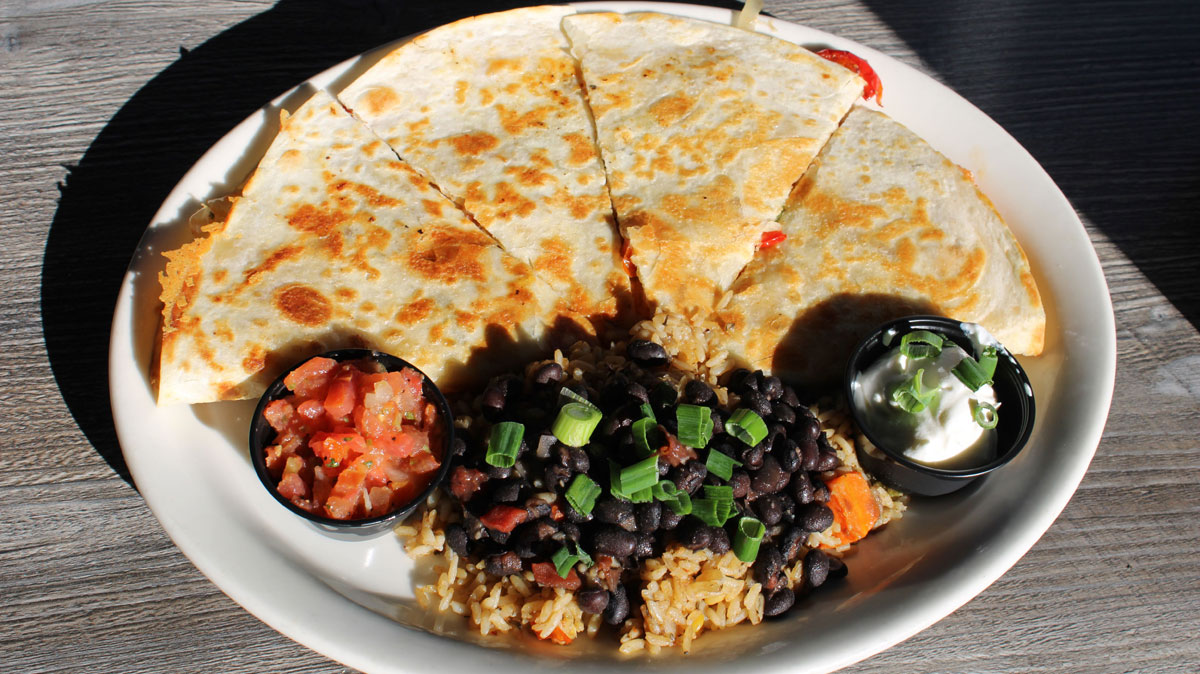 Firecracker Shrimp Quesadillas at Mulligans Beach House in Sebastian, Florida.