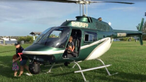 Indian River Sheriff's Office helicopter in Sebastian during community night out.