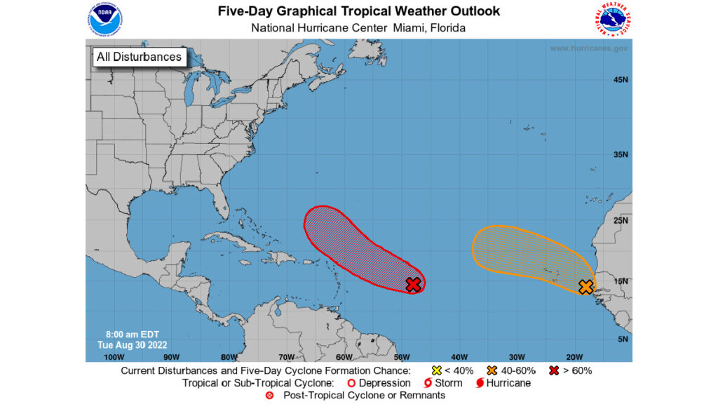 2 tropical disturbances in Atlantic