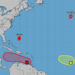 Current map of storms in the Atlantic and Caribbean Sea. (NOAA)