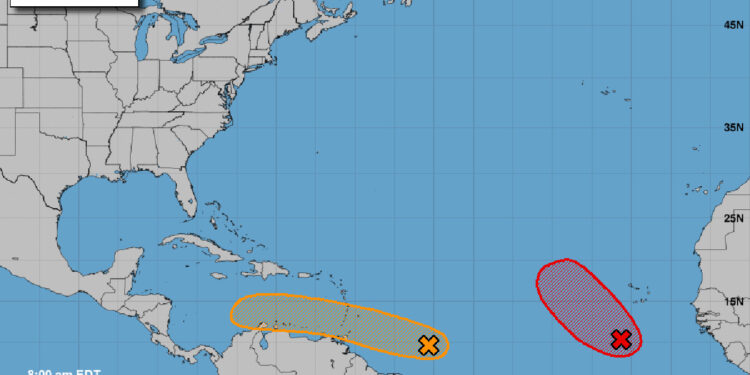 Current map of the tropics (NOAA)