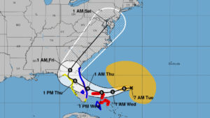 Subtropical Storm Nicole's tracking (NOAA)