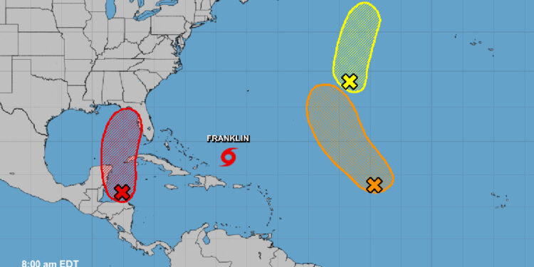 Tropical depression forming in the Gulf of Mexico