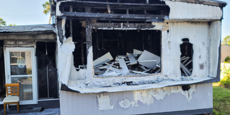 Veteran's mobile home, which suffered extensive fire damage, is now under threat of foreclosure.
